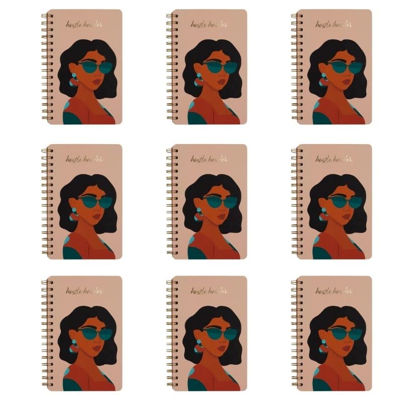 Be Rooted Hustle Harder Lined Spiral Notebook Journals - 9 Pack Motivational Writing Notebooks for Students, Professionals & Goal Setting