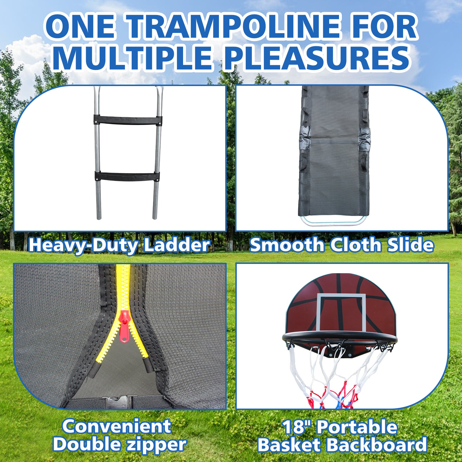 10FT Pumpkin-Shaped Trampoline with Safety Enclosure, Ladder & Slide - ASTM Approved Outdoor Kids Trampoline with Anti-Rust Coating & Basketball Hoop | Perfect for Backyard Fun, Birthday Parties & Family Outdoor Activities
