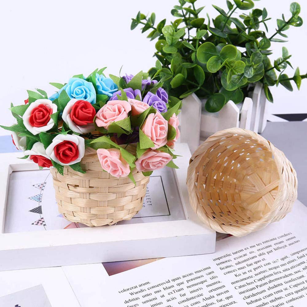 6-Piece Bamboo Woven Storage Basket Set - Eco-Friendly Desktop Organizer for Crafts, Toys, Jewelry | Perfect for Home Office, Nursery & Bathroom Organization