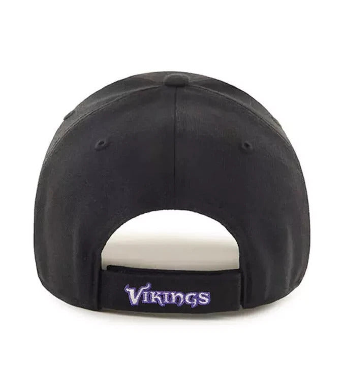 47 Brand Minnesota Vikings MVP Adjustable Snapback Hat - Black - Perfect for Game Day, Tailgating & Fan Gear Collections