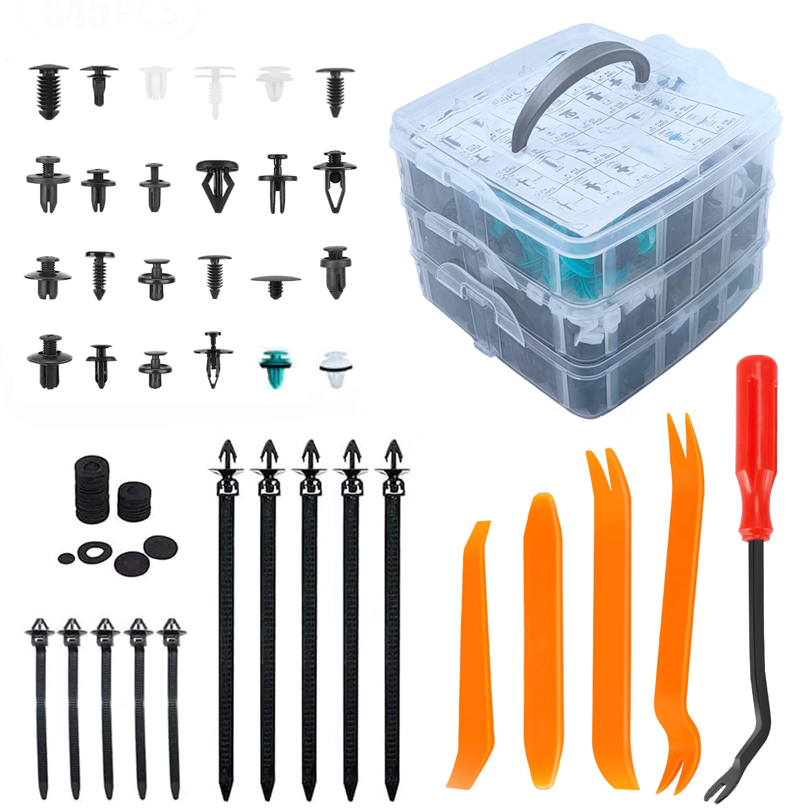 Bumper Retainer Clips - 50pcs Plastic Car Fasteners Push Pins Rivets for Toyota GM Ford Honda Acura Chrysler - Automotive Fender Clips Replacement for Secure Bumper Installation