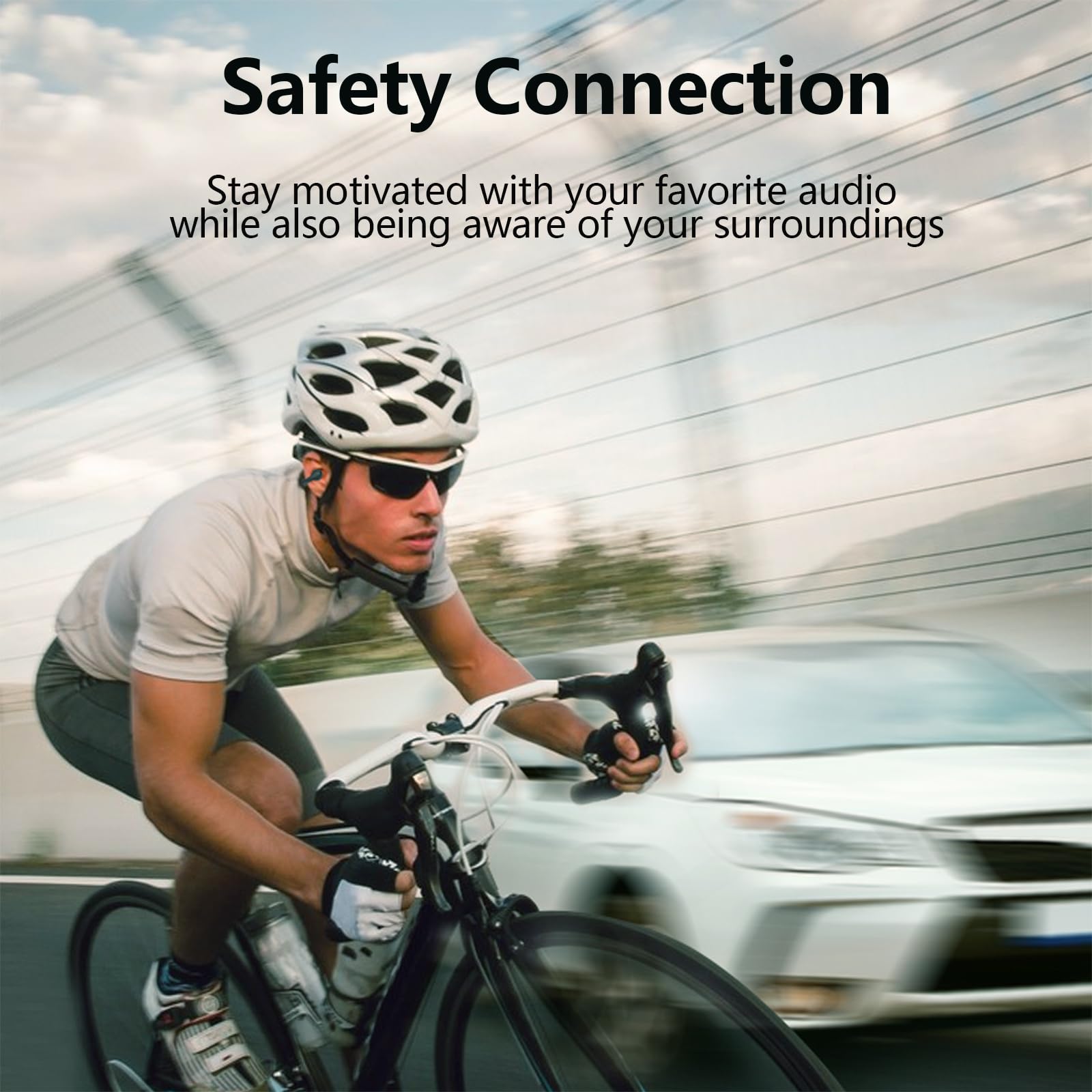 Wireless Bluetooth Bone Conduction Headphones - Open Ear Clip-On Earbuds for Running, Cycling & Workouts - Sweatproof & Comfortable Sports Earphones