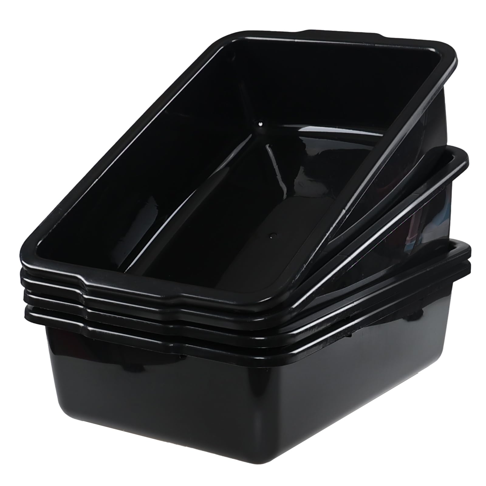 4-Pack Commercial Bus Tubs Box/Tote Box - 32 Liter Large Plastic Basin Tub for Restaurant, Kitchen, Dishwashing & Food Storage - Heavy Duty Durable Containers for Catering, Buffet & Commercial Use