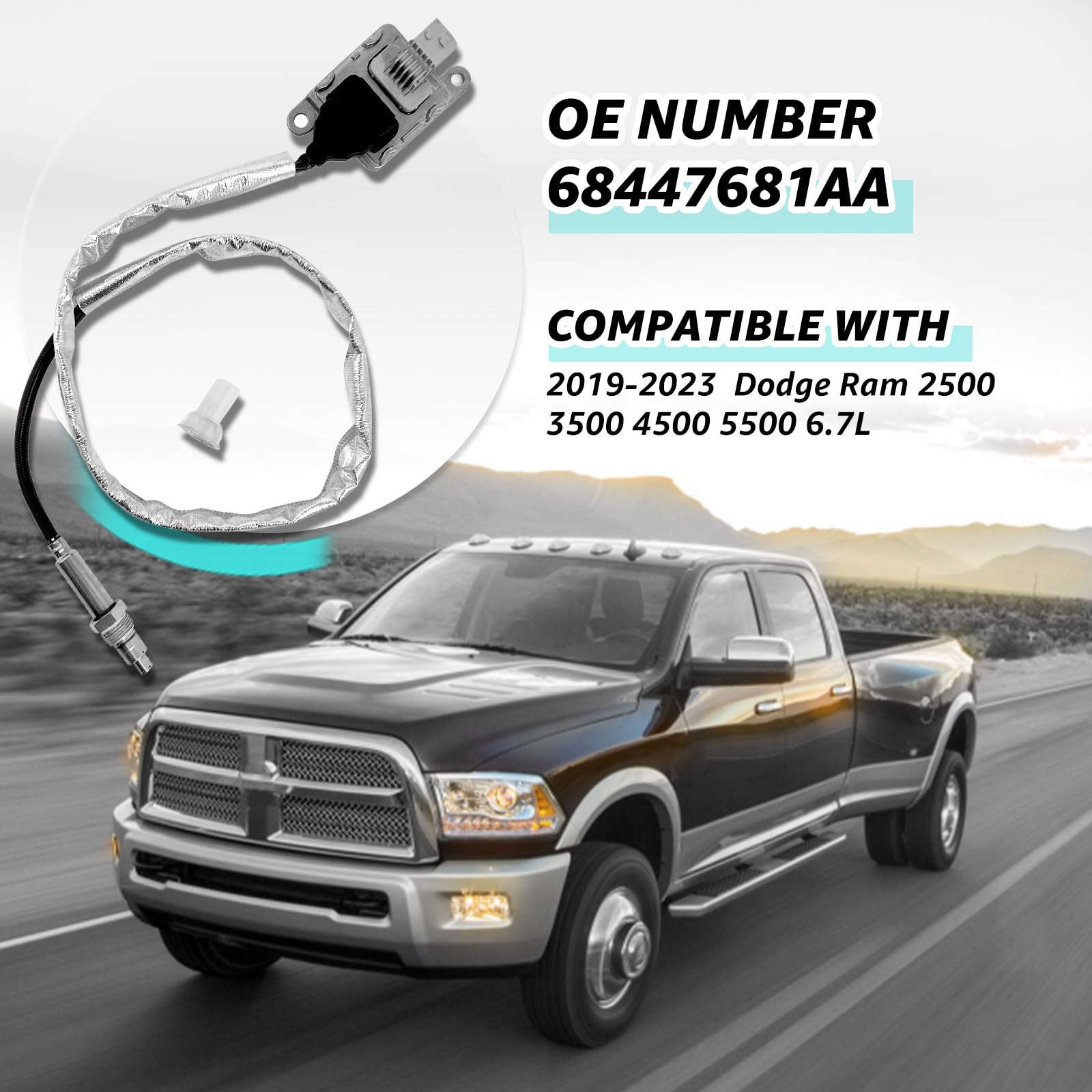 NOx Sensor 68447681AA for 2019-2023 Dodge Ram 2500/3500/4500/5500 6.7L Cummins Diesel - Upstream Nitrogen Oxide Sensor - Improve Emissions Performance & Engine Efficiency