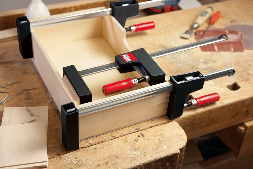 Bessey UK16 Universal Clamp 6.3In/3.15In - Black, Red, Silver - Heavy Duty Woodworking & DIY Projects for Secure Holding