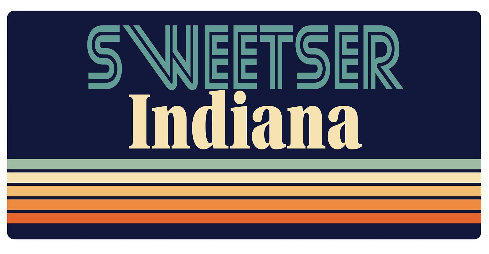 Vintage Retro Design 5 x 2.5 Inch Refrigerator Magnet - Sweetser Indiana Souvenir | Perfect for Fridge Decor, Office Whiteboard & Collectible Memorabilia