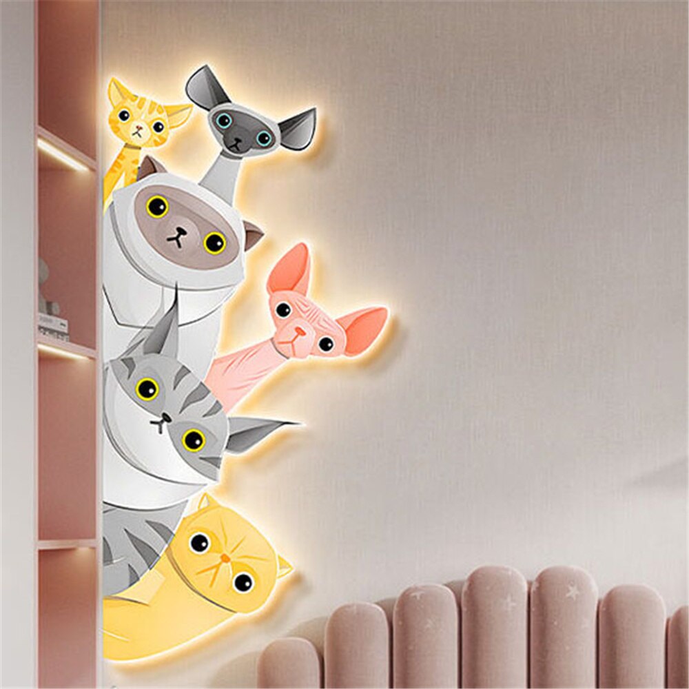 Animal Murals LED Wall Lamp with Plug Wire - Cute Night Light for Kids Room, Nursery, Bedroom Decor - Perfect for Bedtime Stories & Creating a Cozy Atmosphere