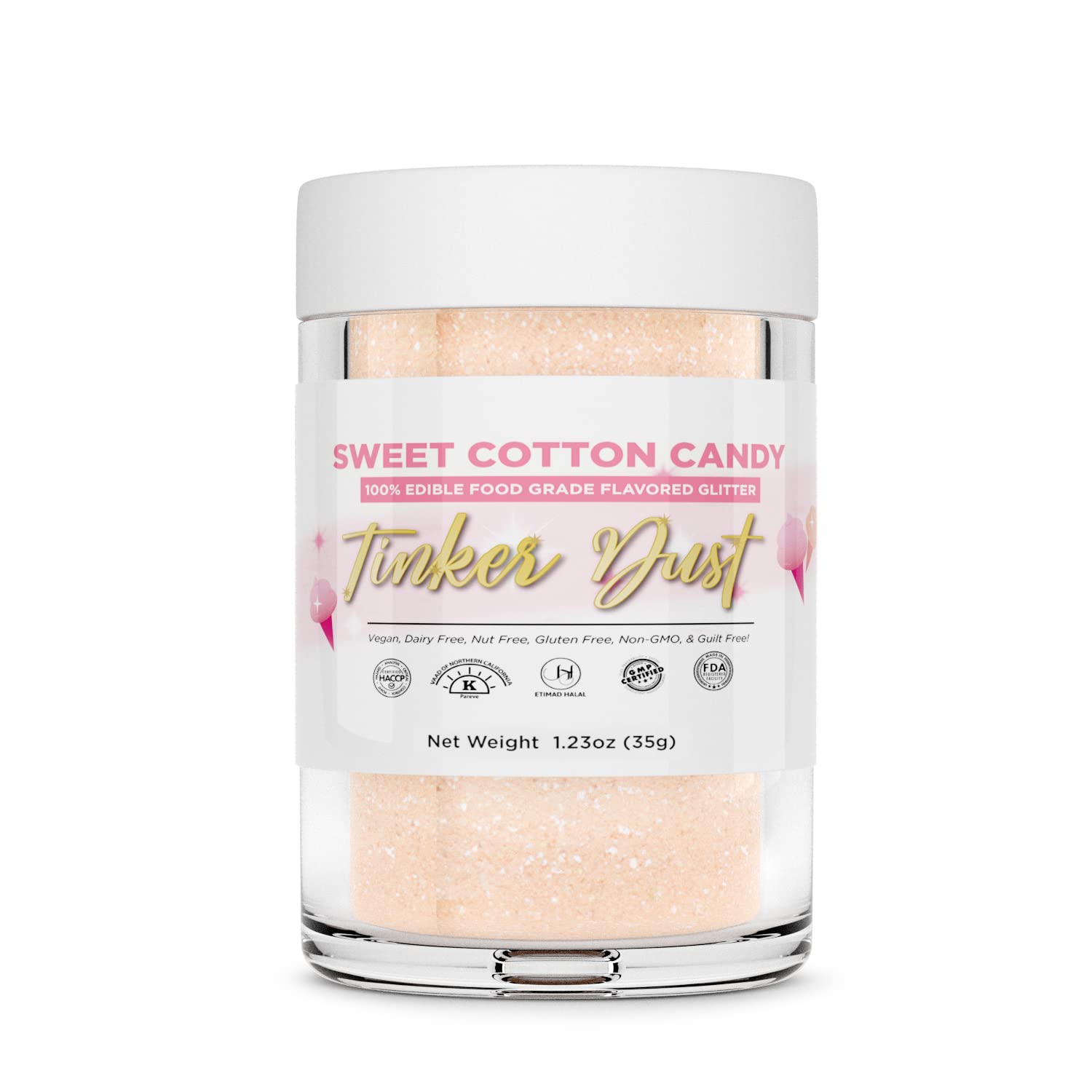 BAKELL® Sweet Cotton Candy Edible Glitter - 100% Food Safe Tinker Dust® for Cakes, Cupcakes, Cake Pops | Baking Decorations & Party Dessert Toppings | 35g Shimmer Powder for DIY Treats & Edible Crafts