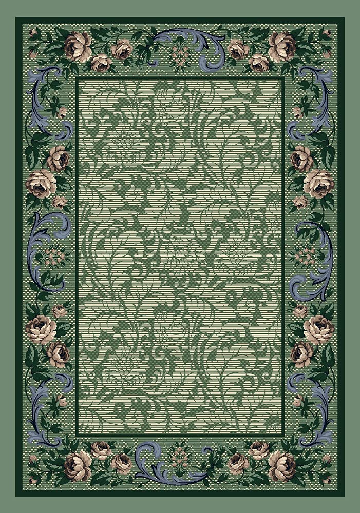 Peridot Rose Damask Runner Rug 2'1