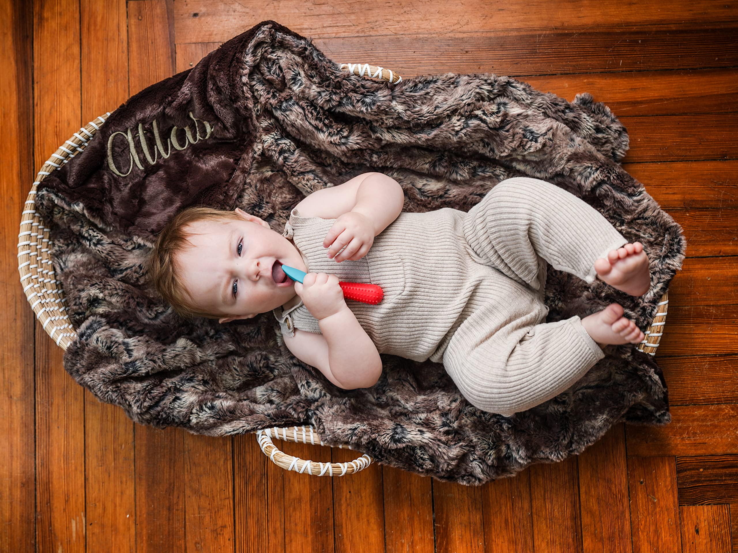 Personalized Walnut Wild Rabbit & Chocolate Baby Blanket - Double Minky Plush Newborn Blanket for Baby Shower Gift | Western Nursery Decor | Perfect for Crib, Stroller & Photo Props