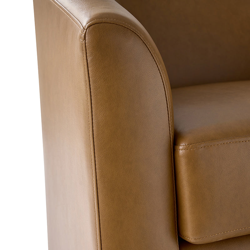 360 Degree Swivel Barrel Faux Leather Chair - Modern Accent Chair for Living Room, Office & Lounge - Comfortable PU Leather Recliner with Smooth Rotation