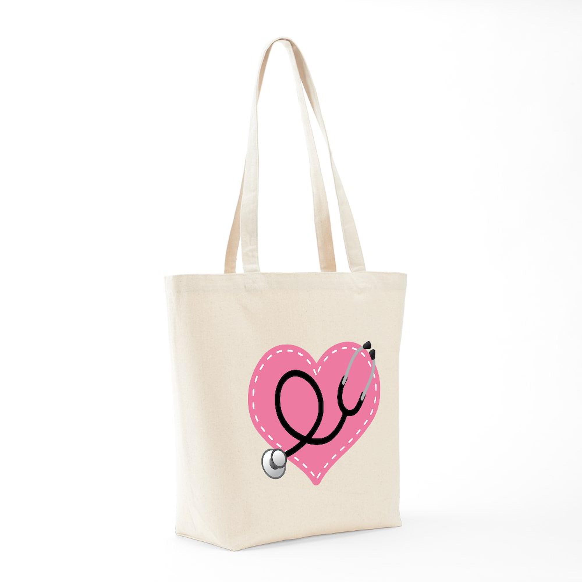 Doctor Nurse Heart Tote Bag - Natural Canvas Reusable Shopping Bag for Medical Professionals - Perfect for Hospitals, Clinics & Daily Use