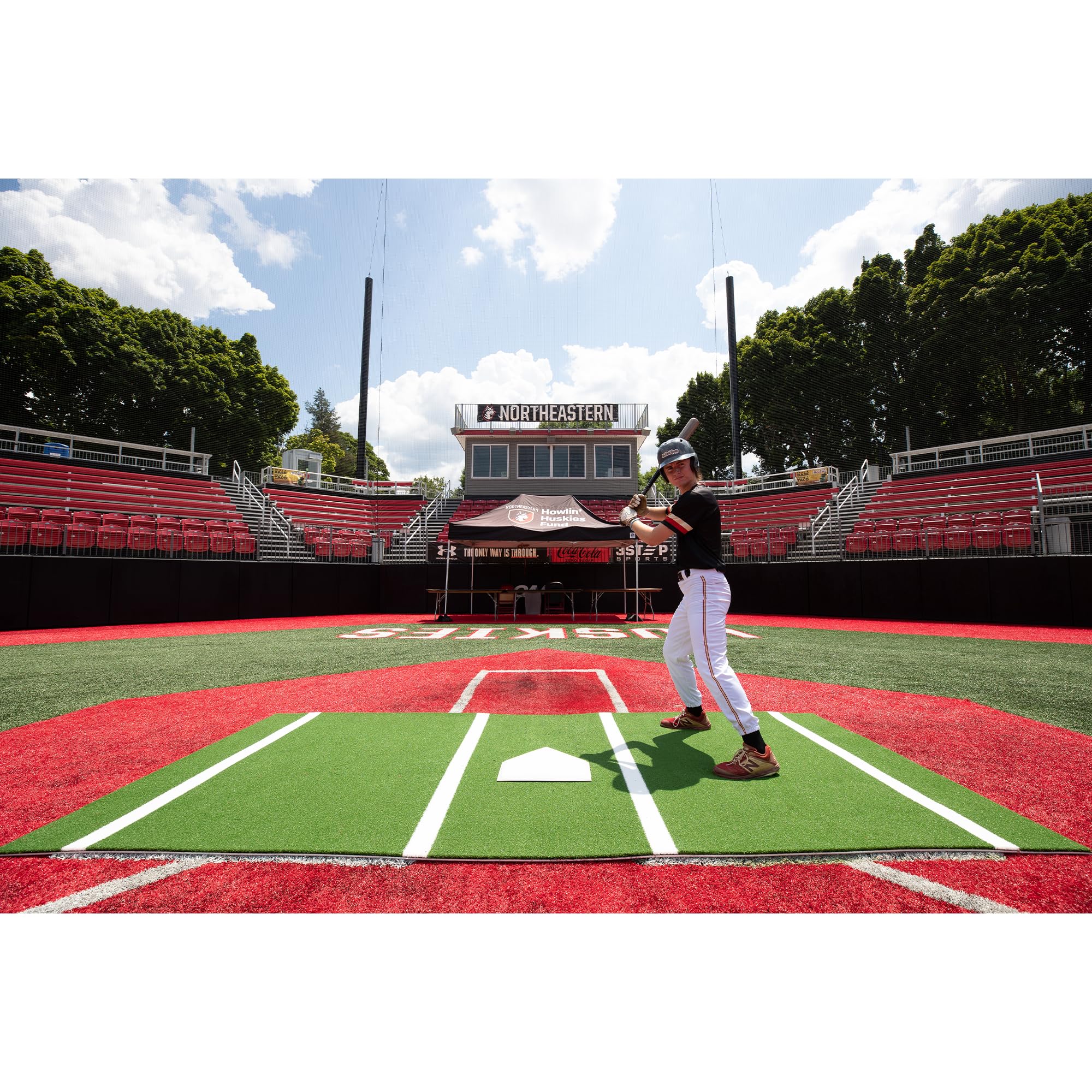 On Deck Sports 12' x 6' Baseball & Softball Batting Practice Mat with Throwdown Home Plate - Perfect for Backyard Training, Batting Cages & Field Practice