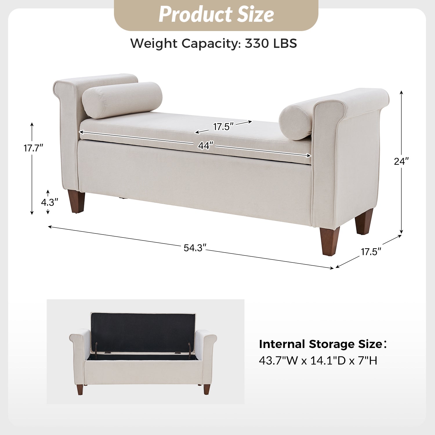 Gabino Traditional Style Storage Bench - Multipurpose Entryway, Living Room, Bedroom Seat with Storage - Perfect for Home Decor & Organization