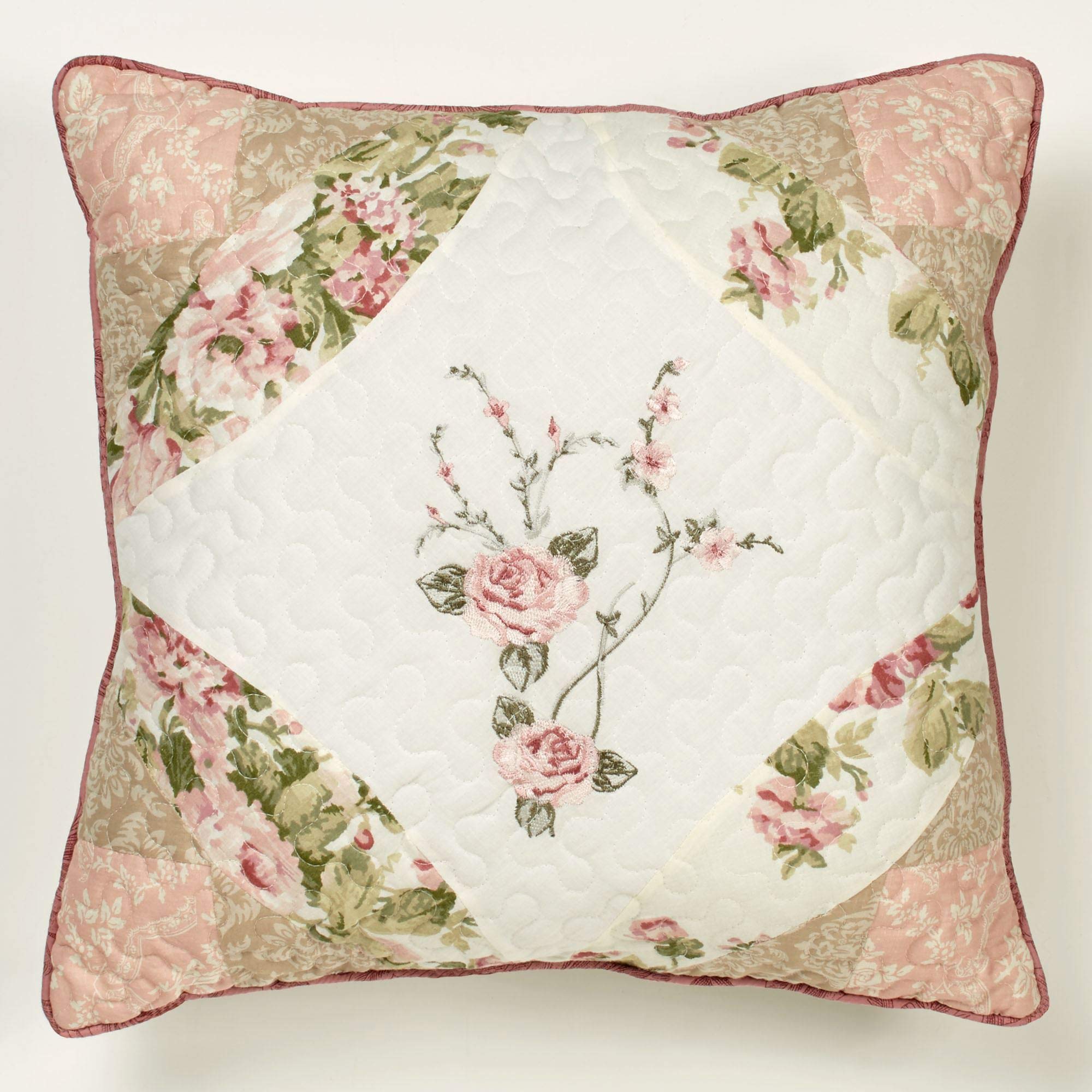 Touch of Class Daydream Embroidered Piped Pillow Rose 18