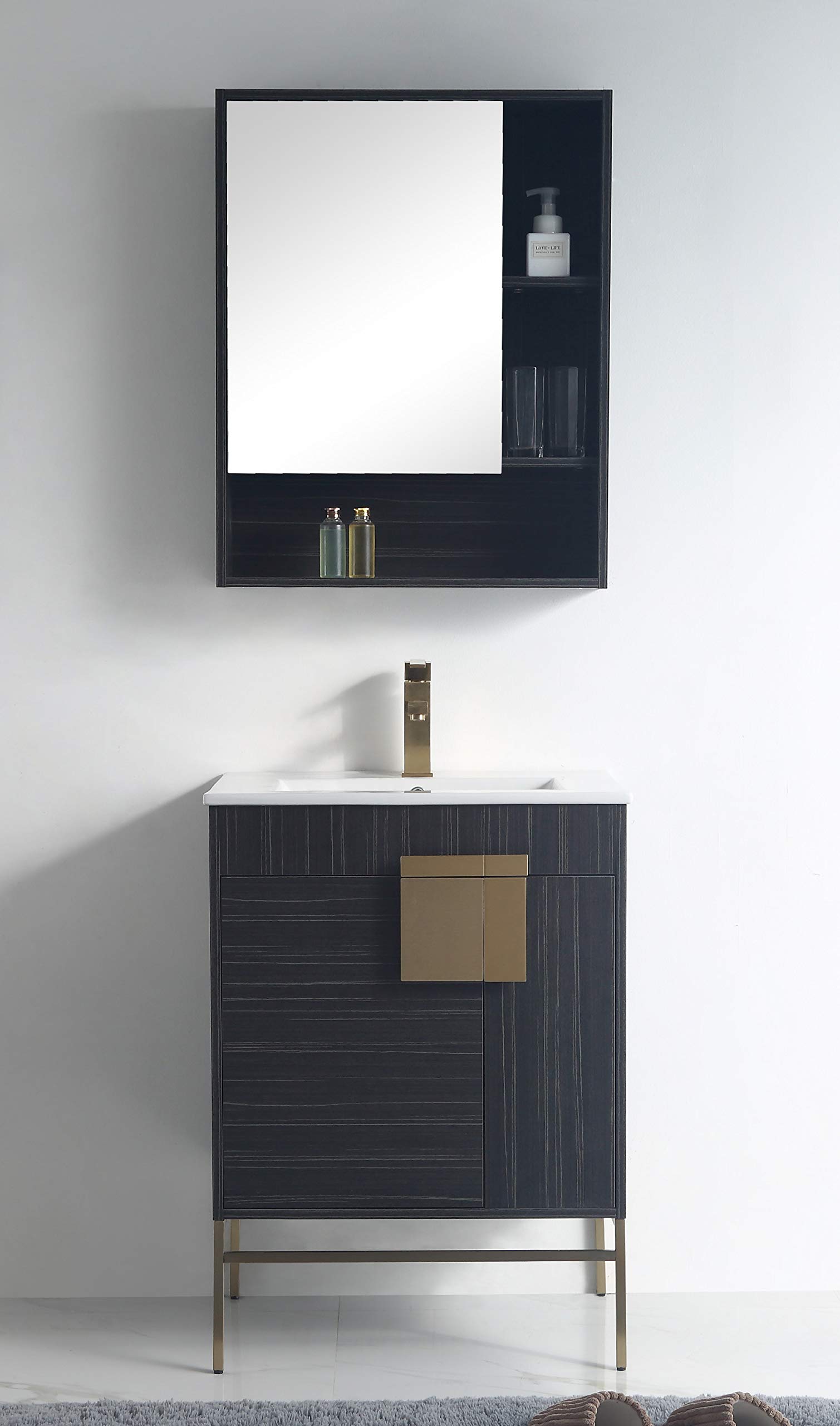 24 Inch Minimalist Bathroom Vanity with Sink - Modern Dawn Gray Finish for Small Bathrooms | Space-Saving Design for Apartments & Powder Rooms