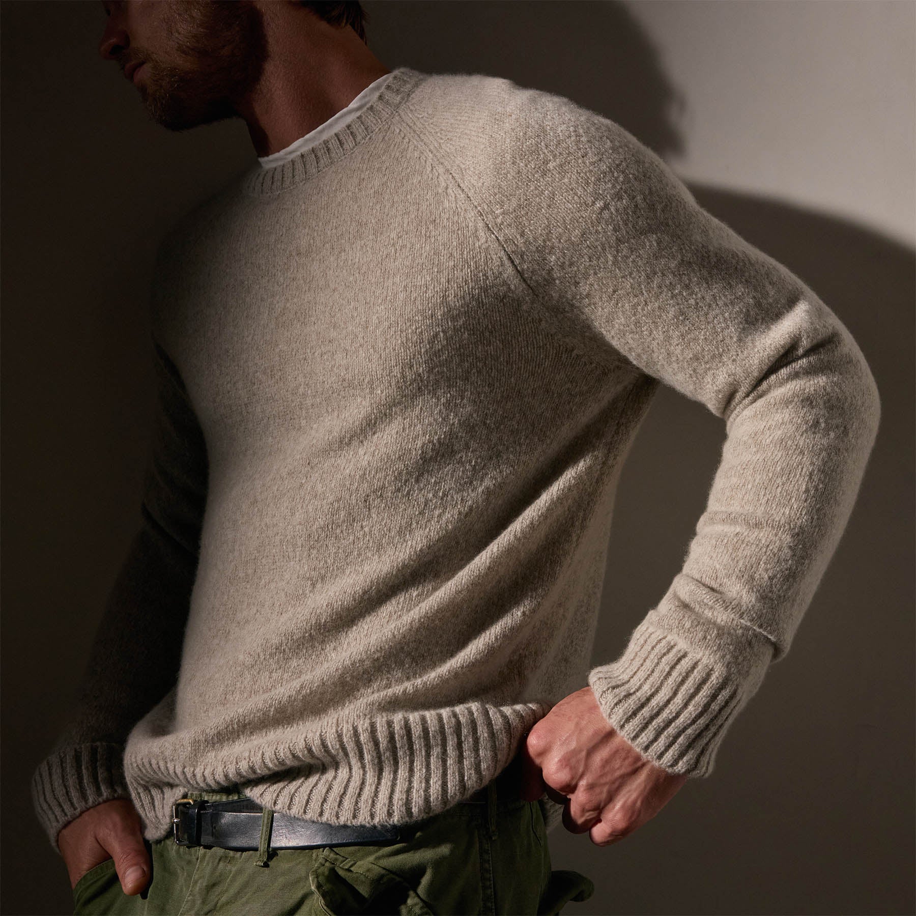 Soft Lightweight Textured Cashmere Crew Neck Sweater for Women - Hazel Brown | Cozy Winter Layering & Casual Office Wear