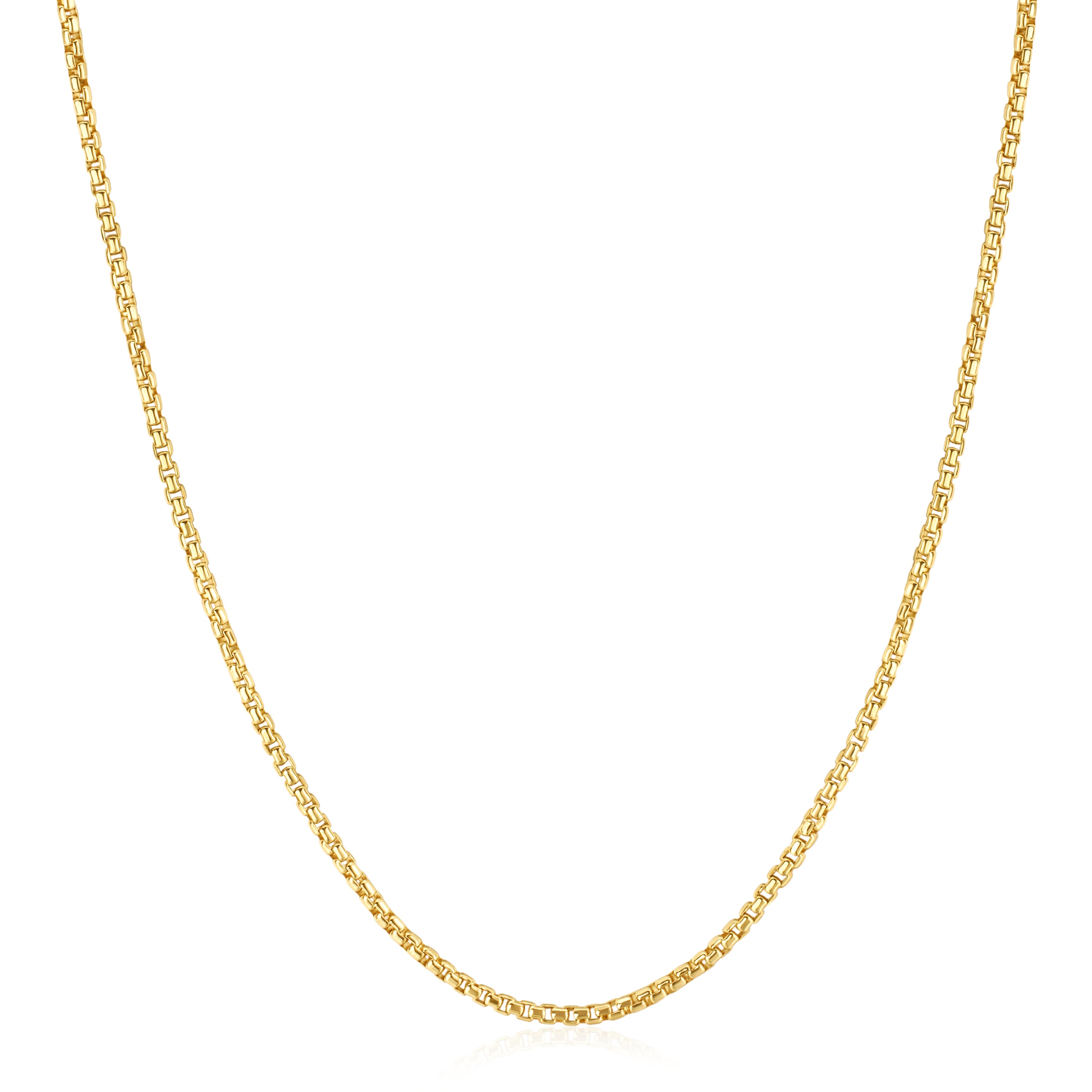 18K Gold Box Link Chain Necklace for Women - Elegant Layering Piece for Everyday Wear & Special Occasions
