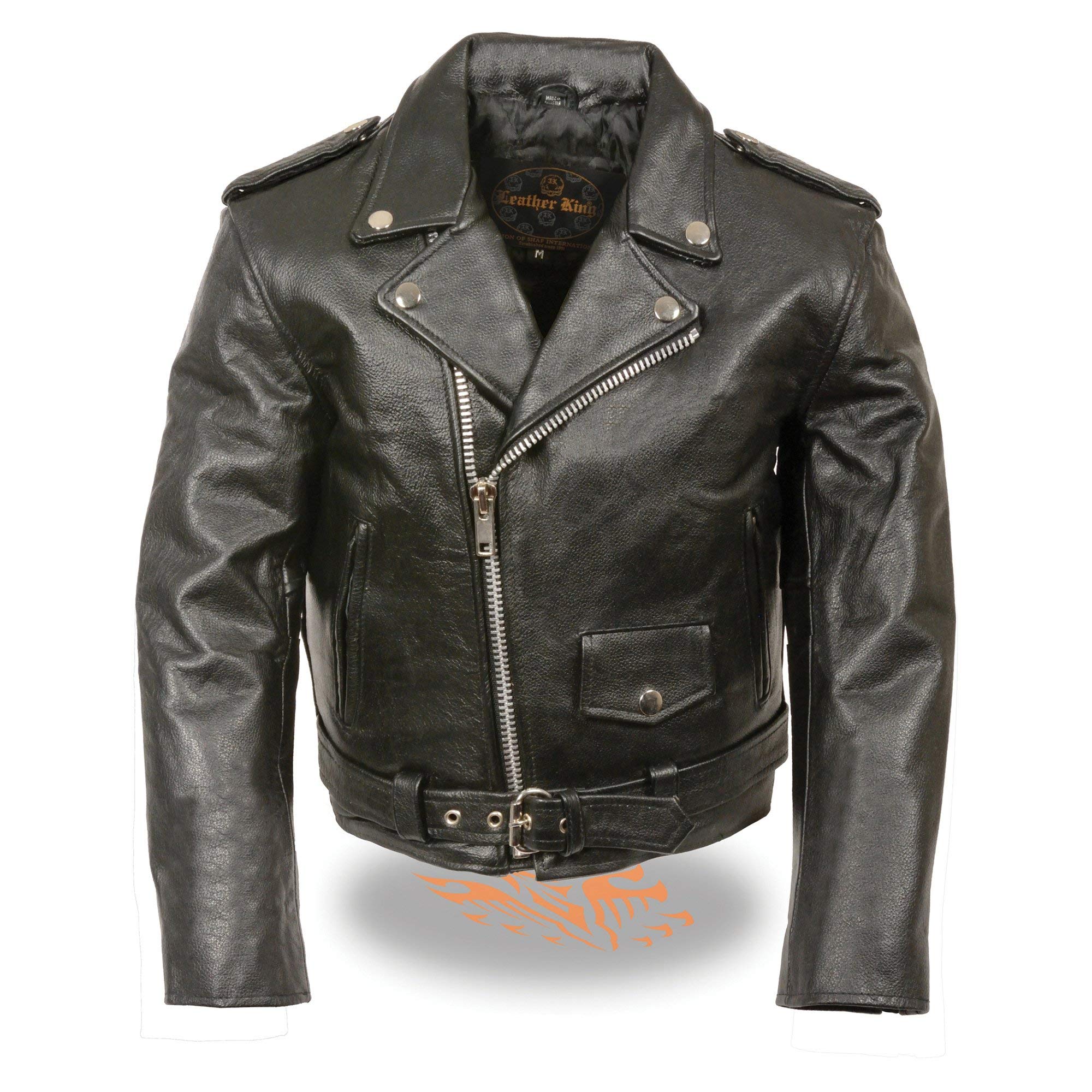 Milwaukee SH2010 Black Classic Motorcycle Leather Jacket for Toddlers - Stylish & Durable Kids Biker Jacket for Riding & Outdoor Adventures