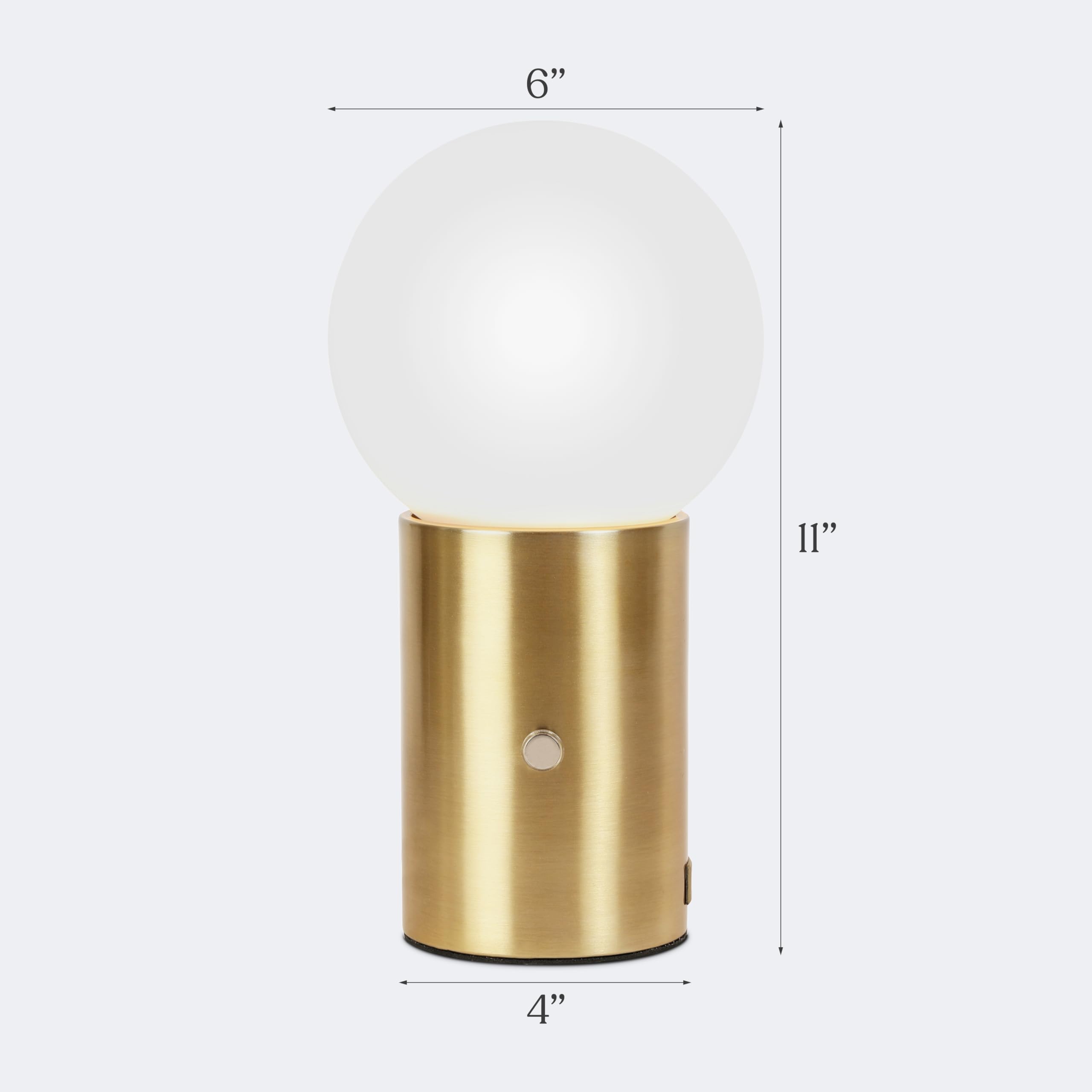 Brightech Kai LED Table Lamp with USB Port - Modern Desk Lamp for Bedroom, Living Room & Office - Adjustable Brightness, Brass Finish - Perfect for Reading, Working & Ambient Lighting