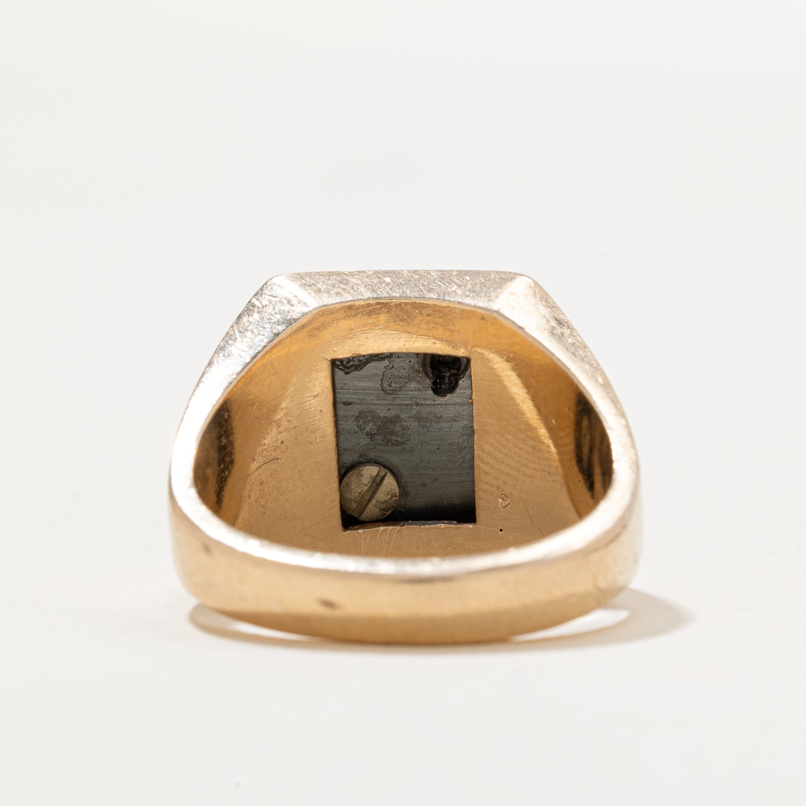 Hematite & Diamond 'J' Initial Signet Ring - 7.50ct Hematite, 0.01ct Diamond - Size 9.25 - Elegant Personalized Jewelry for Women - Perfect for Gifts, Weddings & Special Occasions