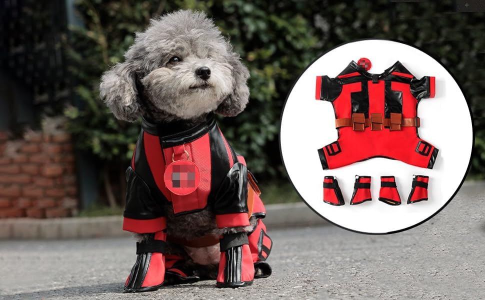 Premium Superhero Dog Costume for Small Dogs - Red Deluxe Pet Outfit for Christmas & Halloween - Full Set with Cape & Mask for Dress-Up & Photo Shoots