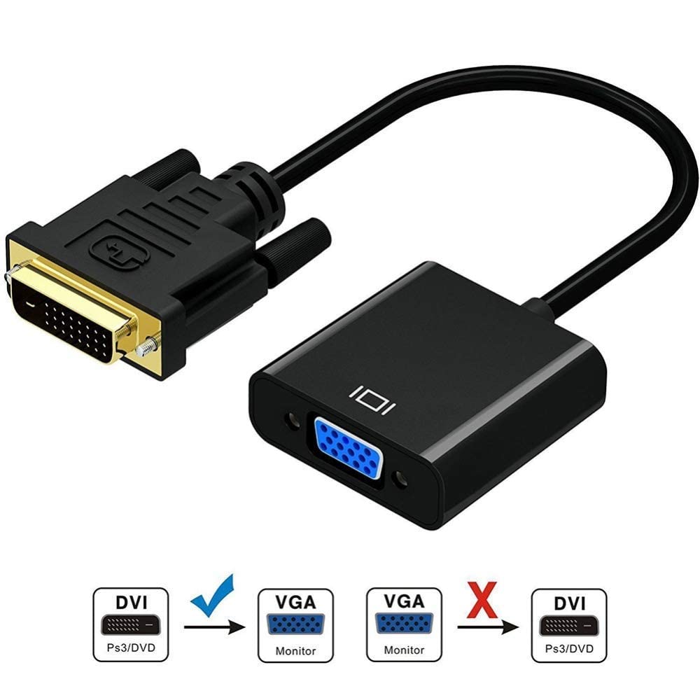 Active DVI-D to VGA Adapter Converter - 24+1 Pin Male to Female Video Cable for PC, Laptop, Monitor, Projector | Perfect for Home Office, Gaming & Presentations