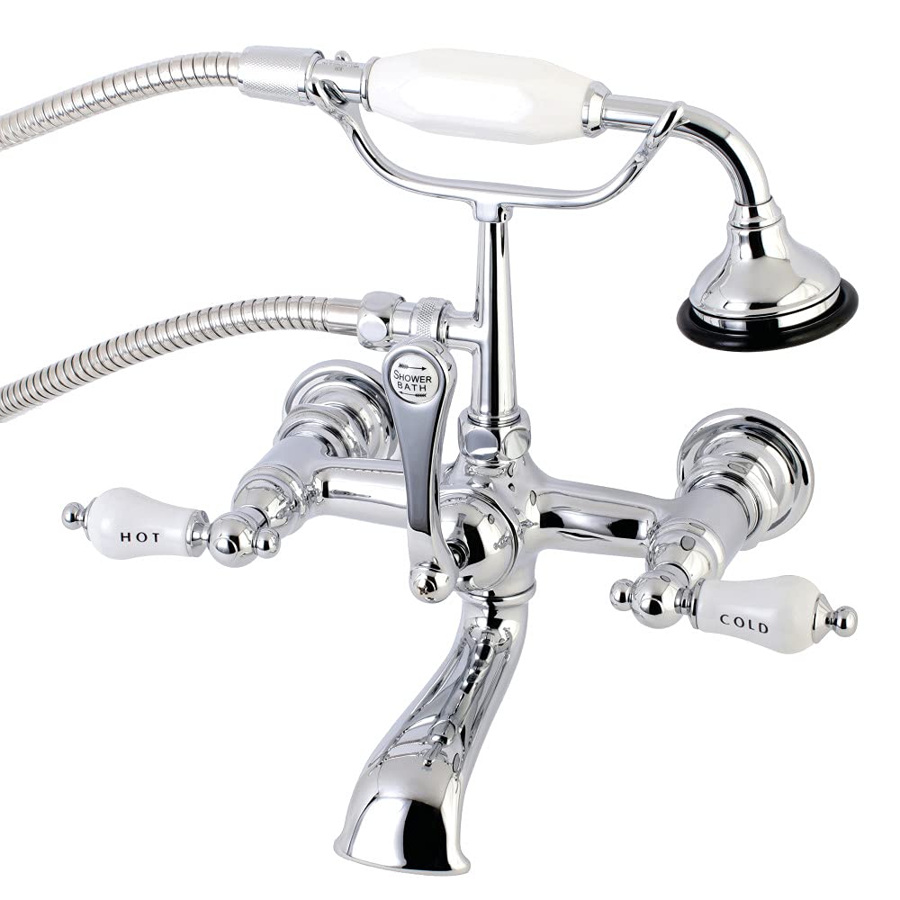 Kingston Brass AE556T1 Vintage Clawfoot Bathtub Faucet - 7 Inch Polished Chrome Finish - Perfect for Classic Bathroom Renovations & Antique-Style Decor