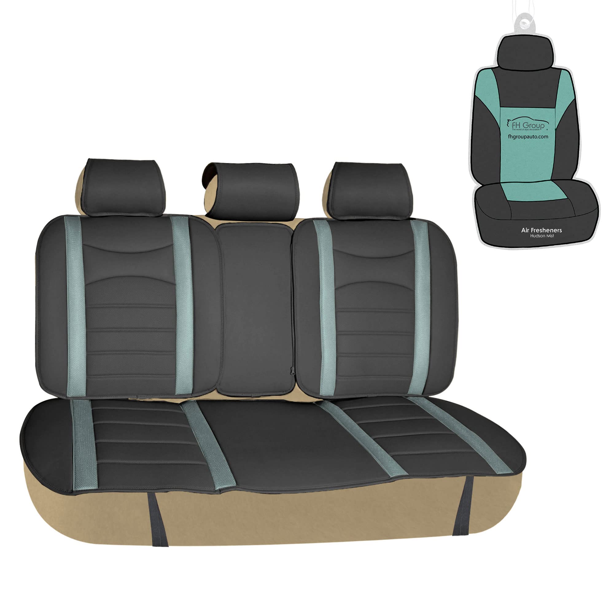 Premium FH Group Car Seat Cover Cushion - Neo-Blend Leatherette Split Design, Universal Fit Waterproof Seat Protector for Cars, Trucks & SUVs (Gray/Black Faux Leather) - Perfect for Road Trips, Daily Commutes & Pet Protection
