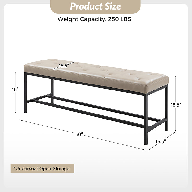 Johannes Upholstered Bench - Stylish Storage Ottoman with Tufted Cushion, Modern Entryway Bench for Bedroom, Living Room & Hallway - Perfect for Seating, Storage & Home Decor
