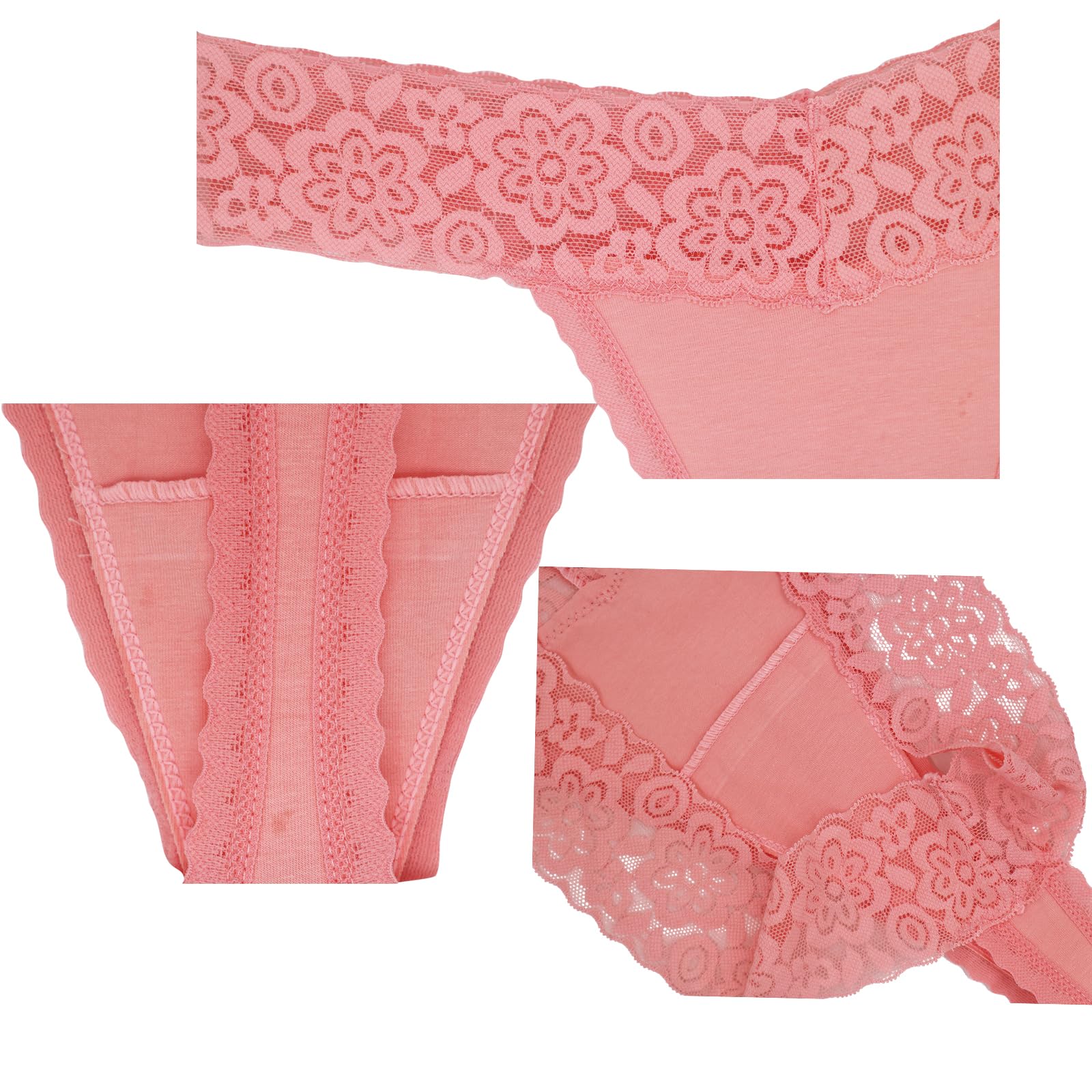 10 Pack Women's Lace Thongs Underwear - T-Back Low Rise See-Through Panties, Soft Cotton Lace Thongs for Women | Comfortable Daily Wear & Sensual Occasions