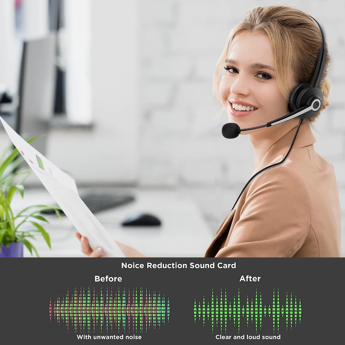 Wantek Wired Gaming Headset with Noise-Cancelling Microphone - 3.5mm PC Headphones with In-Line Volume Control for Laptop, Computer, Office & Home Use - Perfect for Online Meetings, Gaming & Remote Work