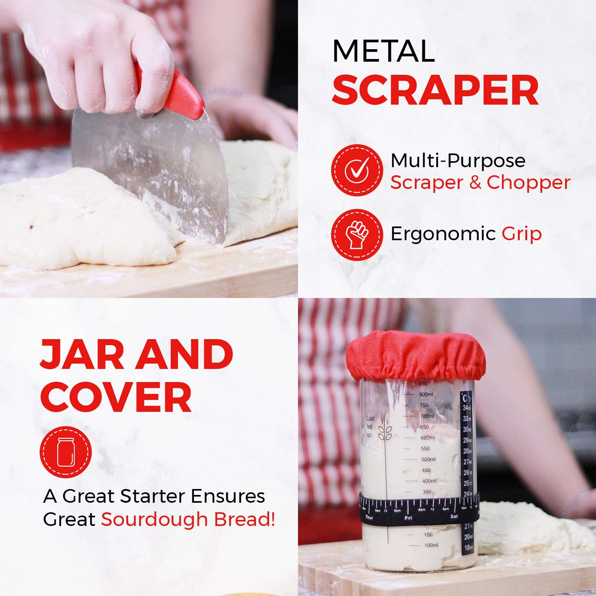 15-in-1 Sourdough Starter Kit - Complete Bread Baking Supplies with Glass Starter Jar, 9