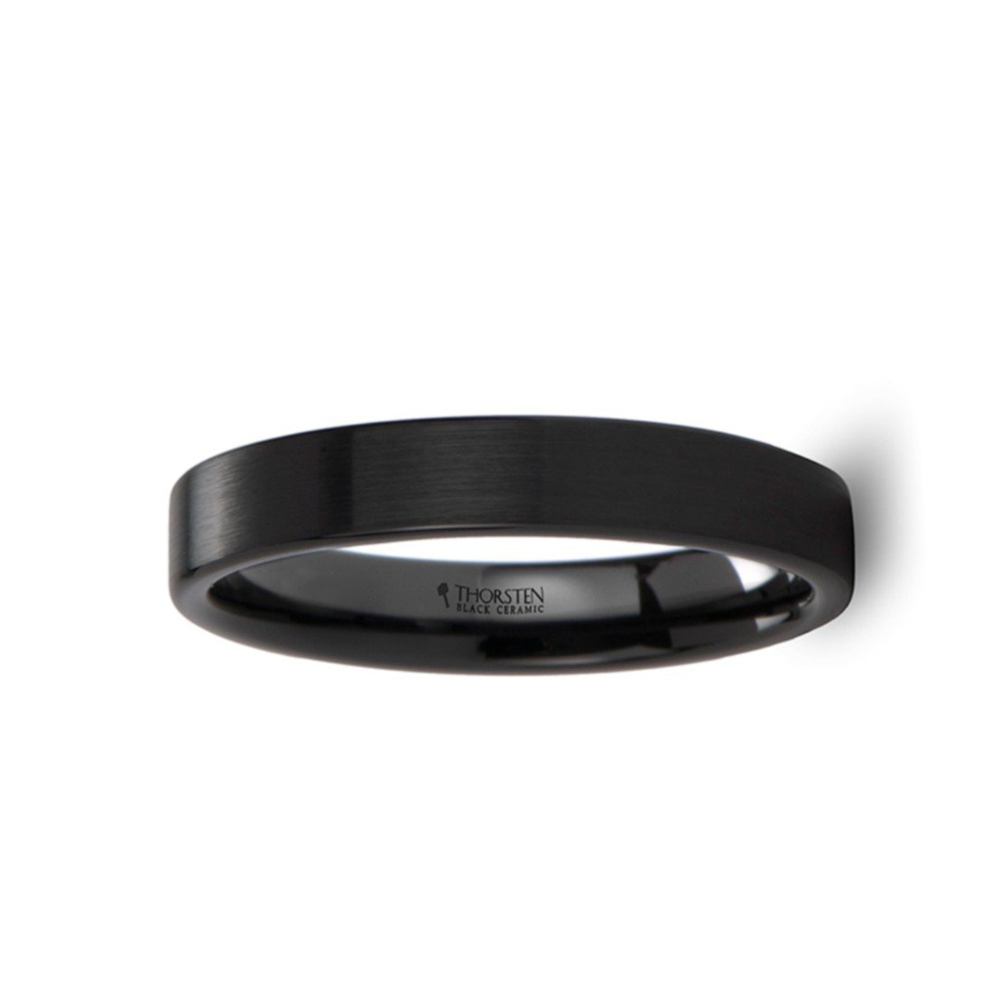 DRAKON Black Ceramic Wedding Band - 6mm Wide Pipe Cut Brush Finish with Custom Inside Engraving - Perfect for Anniversaries, Engagements & Unique Gifts