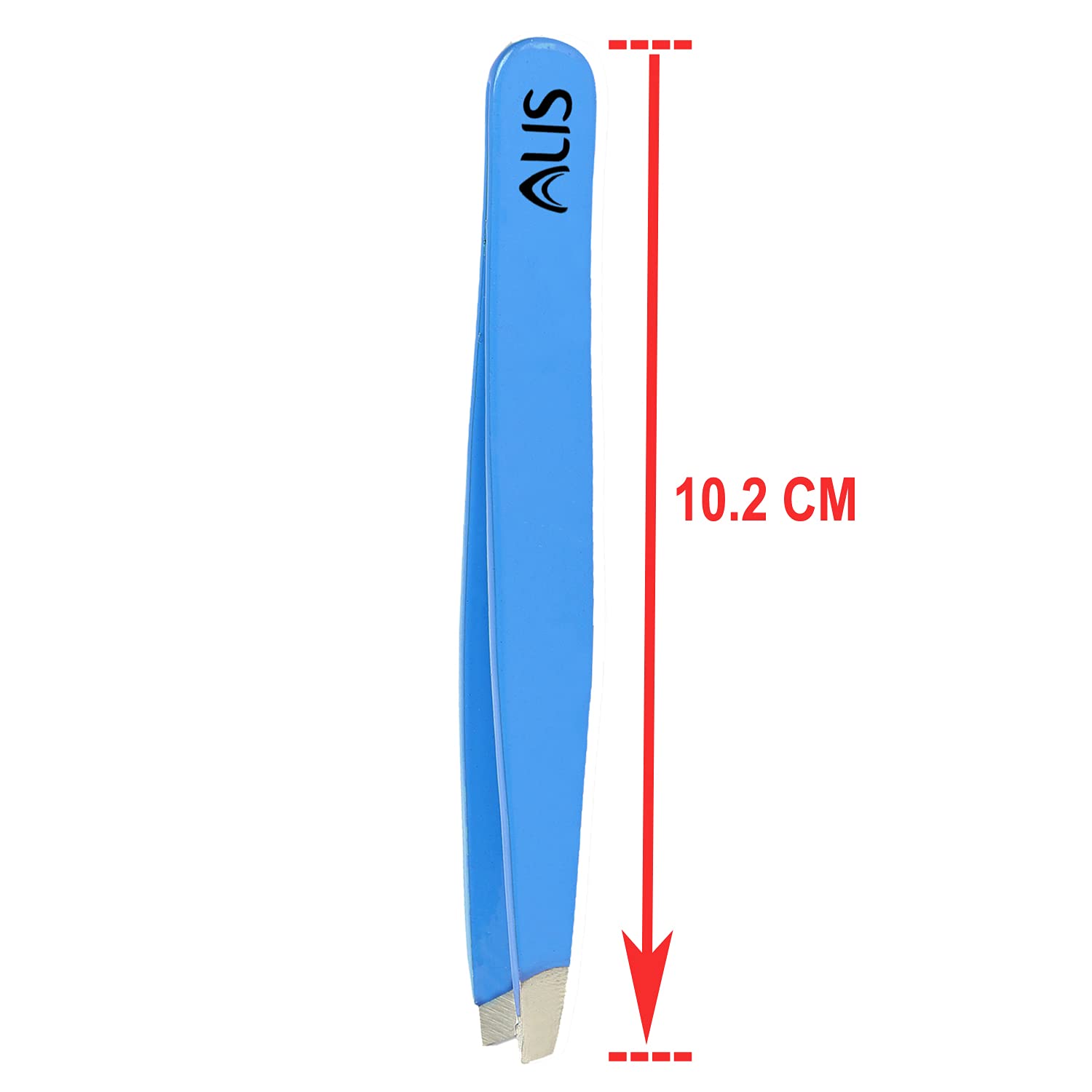 Alis Professional Stainless Steel Slant Tip Tweezers - Precision Hair Plucker, Eyebrow, Upper Lip & Eyelash Extensions Tool - Light Blue | Perfect for Salon, Home Grooming & Makeup Application