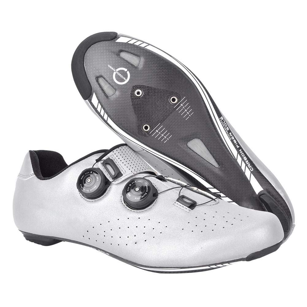 Keenso Lock Pedal Bike Shoes - Anti-Skid Cycling Shoes with Carbon Fiber Sole & Night Reflective Design for Road Bikes | Breathable & Secure for Commuting, Training & Long-Distance Rides