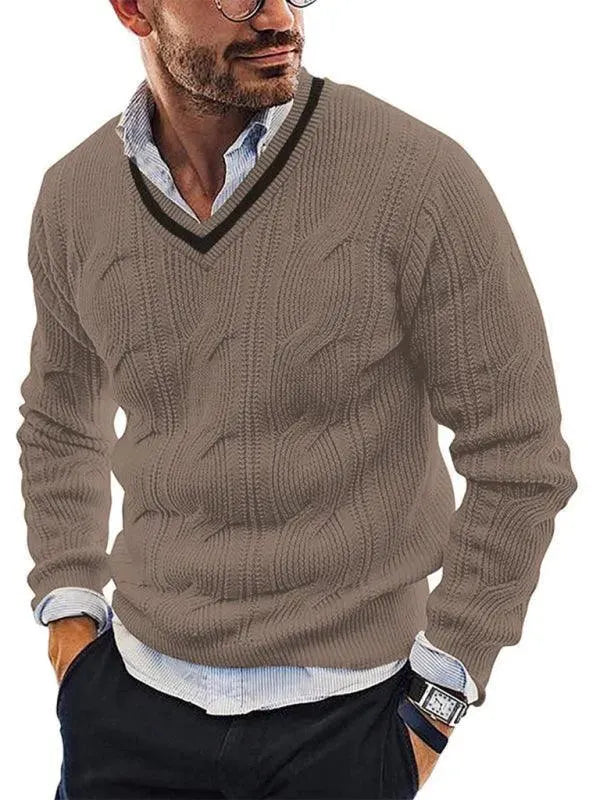 Men's Slim Fit V-Neck Pullover Sweater - Lightweight & Comfortable for Casual Wear, Office, and Layering