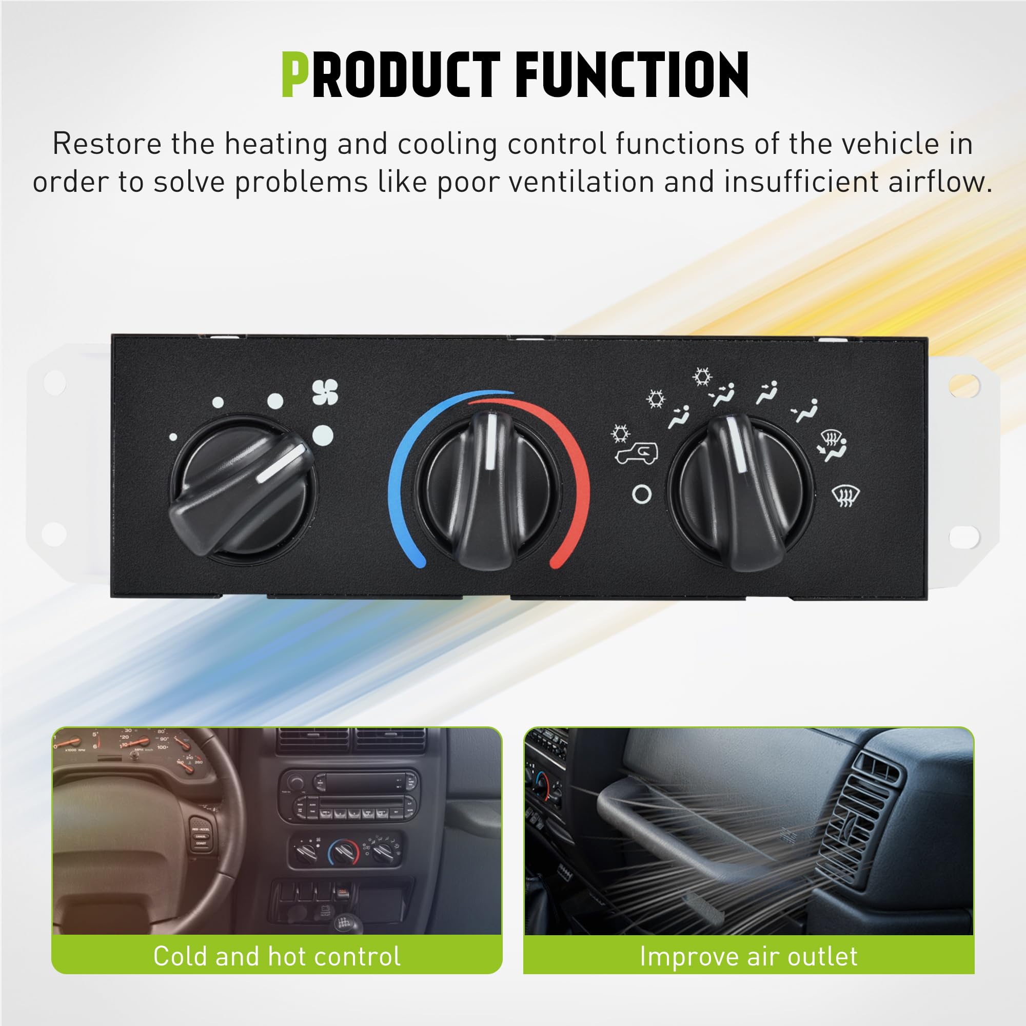 HVAC A/C Heater Climate Control Module Panel Switch with Blower Motor - Compatible with 1999-2004 Jeep Wrangler TJ Right Hand Drive (Part# 55037473AB HS-373) - Perfect for Off-Roading & Daily Commuting