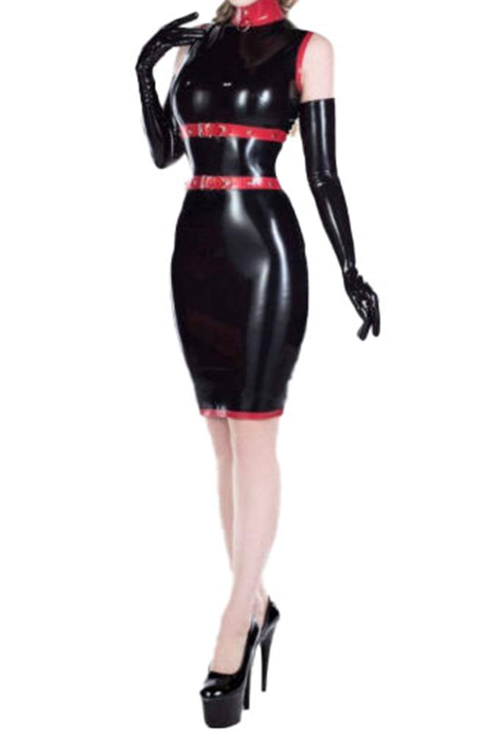 AIcc Stylists Latex Catsuit - Elegant Rubber Gummi Waist Trim Fetish Dress for Women | Perfect for Club Wear, Cosplay & Latex Fashion Enthusiasts