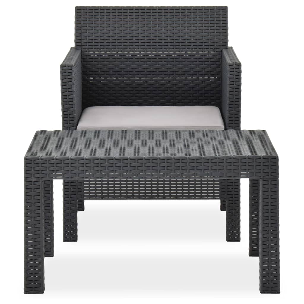 FAMIROSA 2-Piece Outdoor Patio Lounge Set with Comfortable Cushions - Durable PP Wicker in Anthracite Gray - Perfect for Backyard, Poolside, and Garden Relaxation