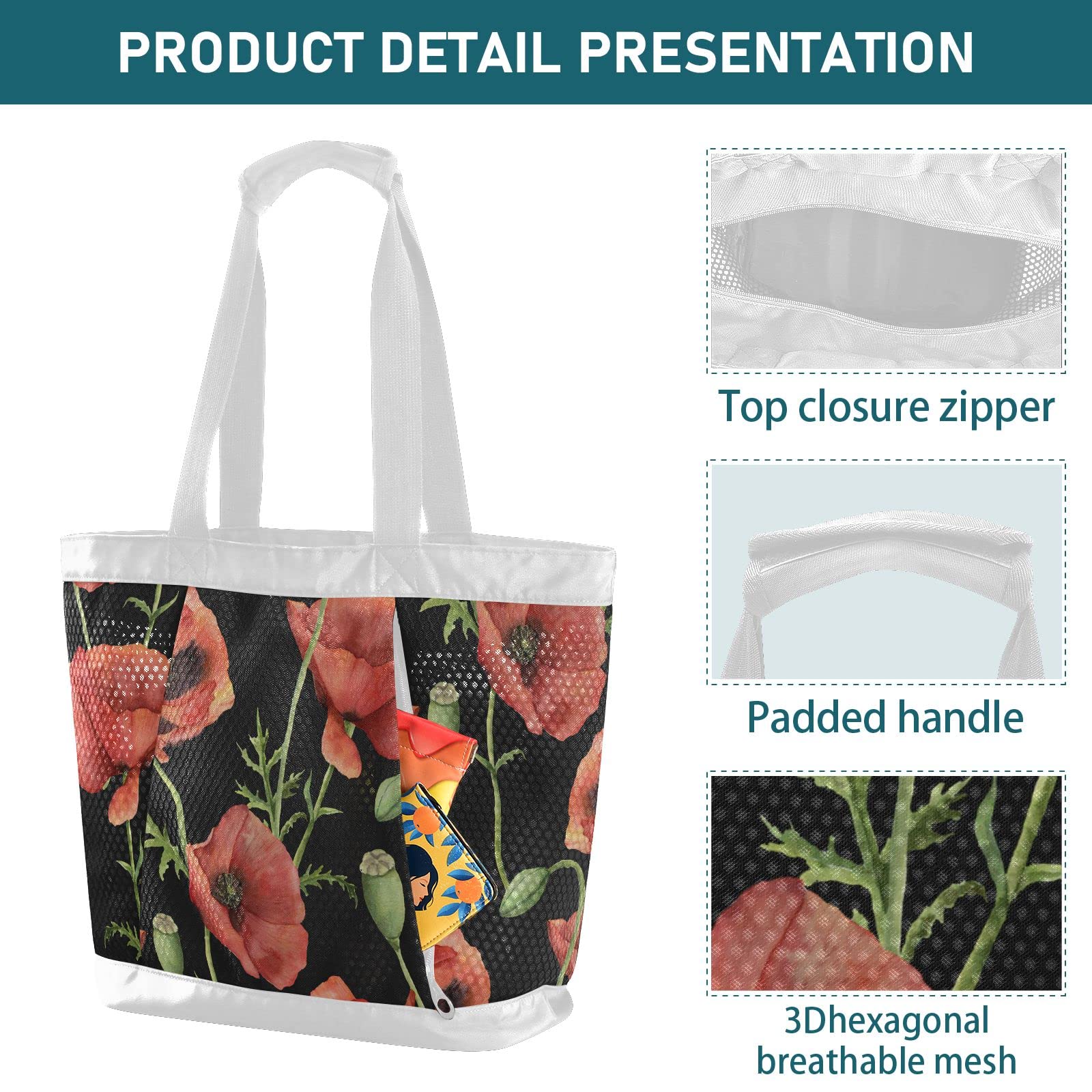 J JOYSAY Large Mesh Beach Tote Bag for Women - Waterproof, Sandproof, Lightweight & Durable - Perfect for Pool, Gym, Sports, Travel & Summer Outings