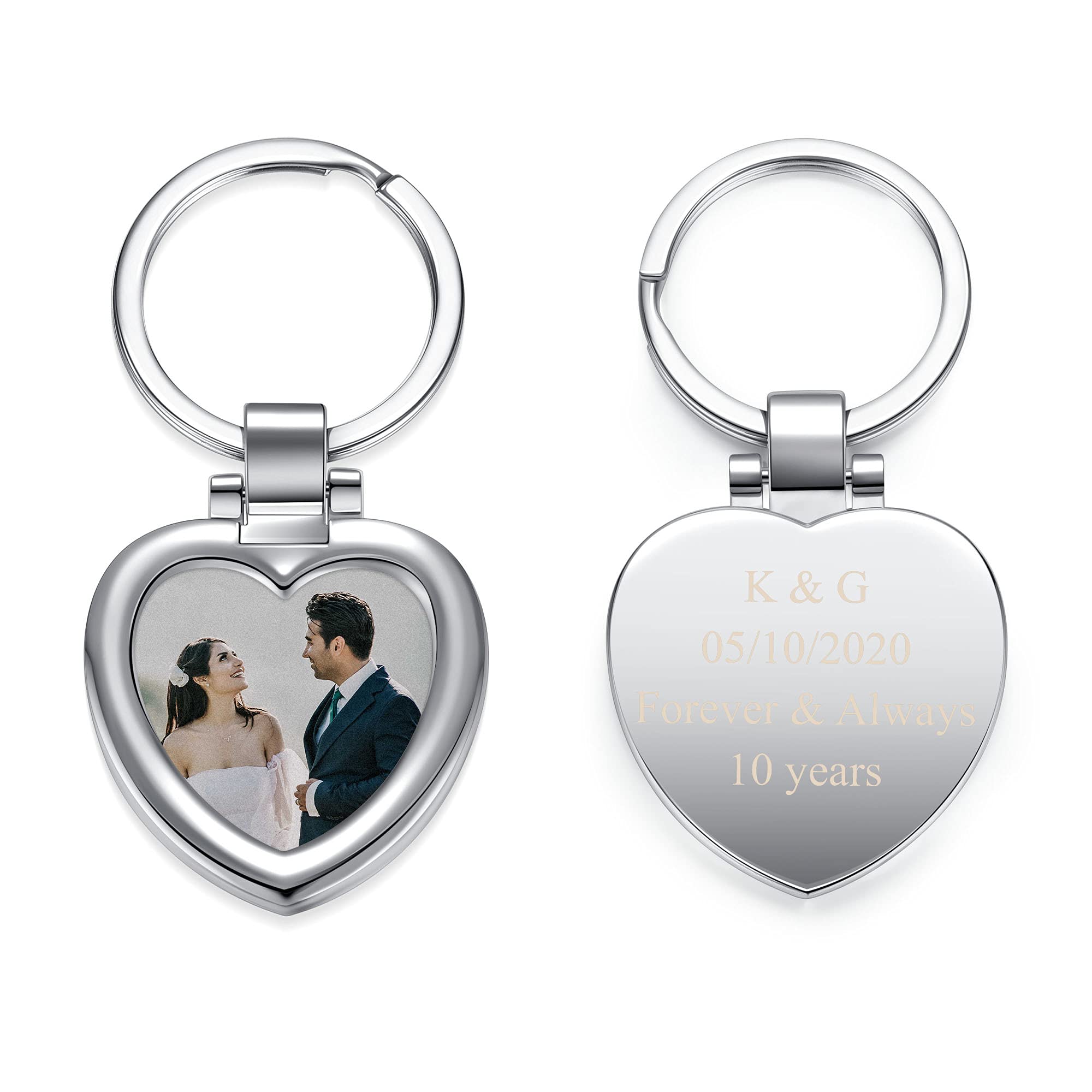 Personalized Custom Photo Keychain - Free Engraving with Colorful Pictures & Text - Couple Keychain, Memorial Gift for Anniversaries, Weddings & Special Occasions