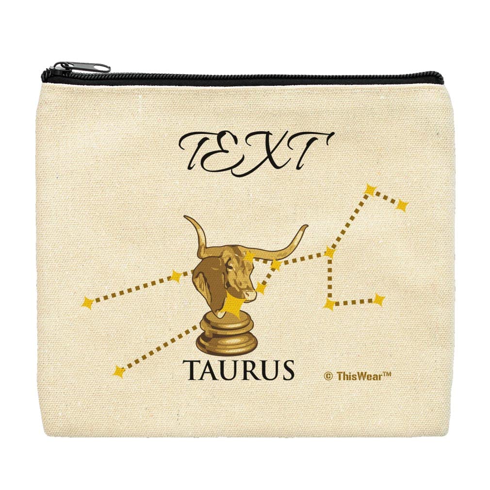 Personalized Taurus Zodiac Makeup Bag - Unique Astrology Gift for Women, Perfect for Travel, Gym & Daily Essentials Organization