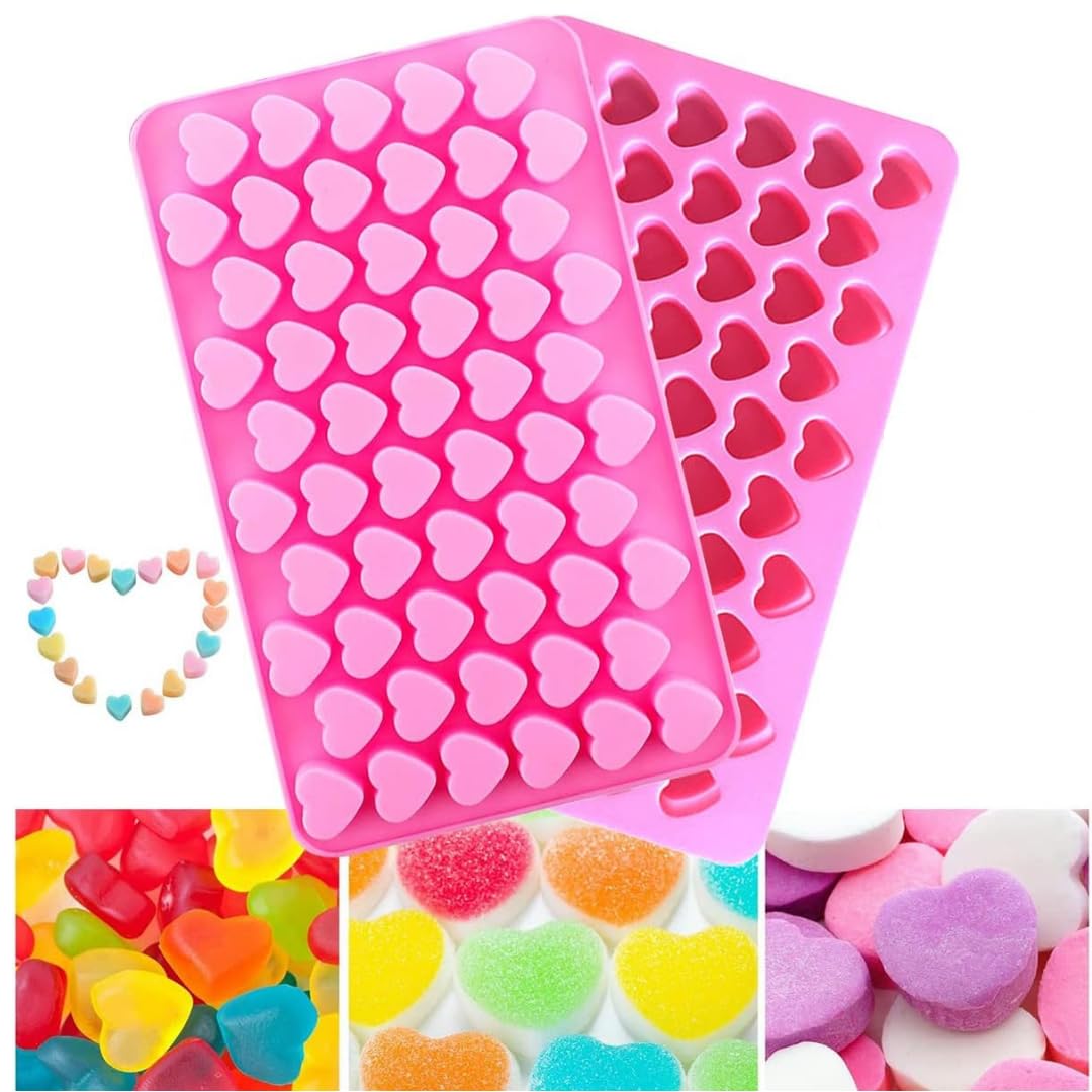 LEGACYCART 55-Cavity Silicone Heart Mold for Baking, Ice Cubes, Candy & Chocolate - Perfect for Valentine's Day Treats, DIY Gummy Bears, Cake Decorating & Party Desserts