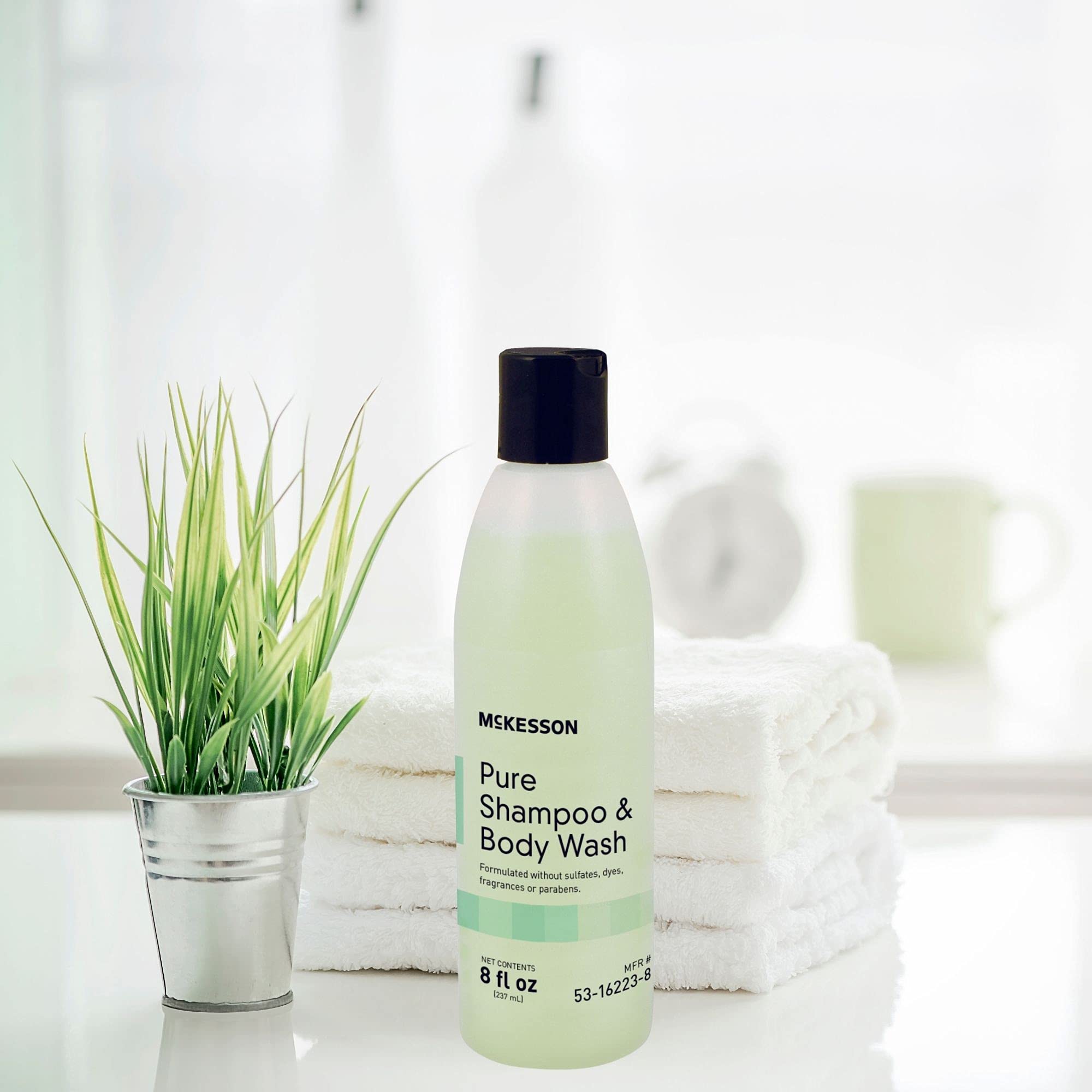 McKesson Pure Unscented Shampoo & Body Wash - Sulfate, Dye, Fragrance & Paraben Free - 8 oz (48 Count) - Gentle Cleansing for Sensitive Skin & Daily Hygiene Care