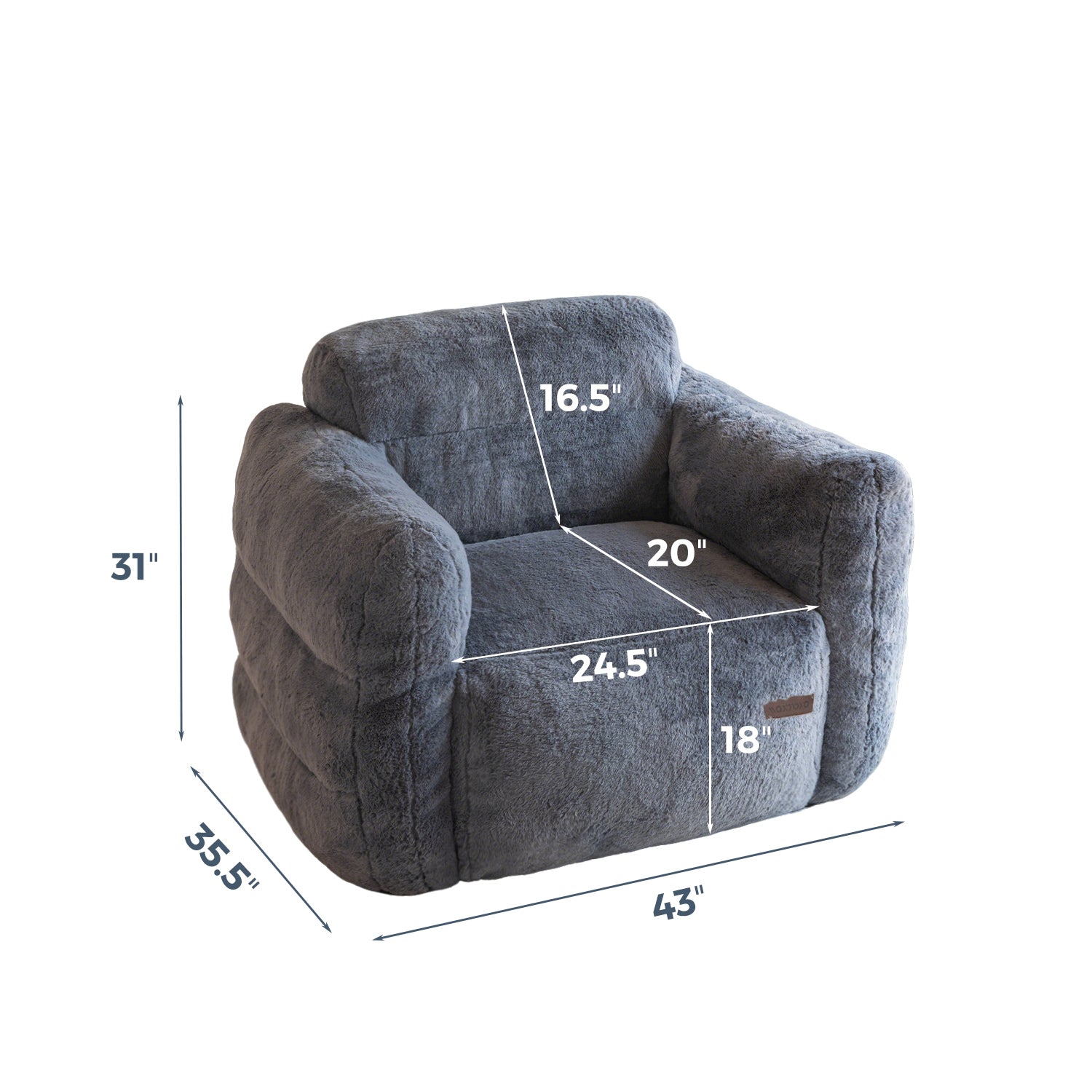 MAXYOYO Giant Bean Bag Chair - Ultra Soft Fluffy Bean Bag Couch for Living Room, Bedroom & Game Room - Dark Grey - Perfect for Relaxing, Lounging & Gaming