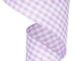 Gingham Check Wired Edge Ribbon - 2.5 Inch x 10 Yards - Lavender and White Decorative Ribbon for Gift Wrapping, DIY Crafts, Wedding Decorations, and Party Favors