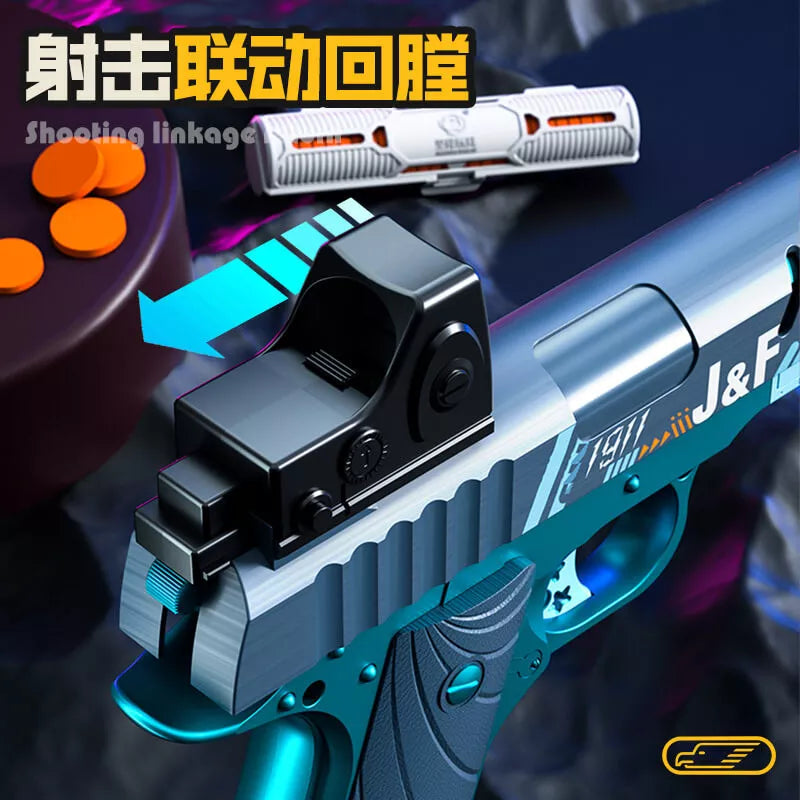 JF M1911 Electric Blowback Foam Dart Blaster Gun - Realistic Airsoft Pistol for Target Shooting & Outdoor Games - Perfect for Backyard Battles, Nerf Wars & Tactical Training