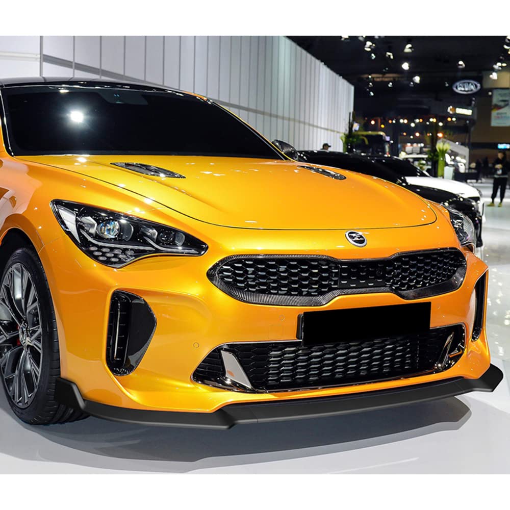 5PCS Front Bumper Lip + Side Skirt Rocker Winglet Canard Diffuser Wing Kit for 2018-2023 Kia Stinger GT-Line | ABS Matte Black Body Spoiler Splitter | Enhanced Aerodynamics & Sporty Styling | Perfect for Car Enthusiasts & Street Racing