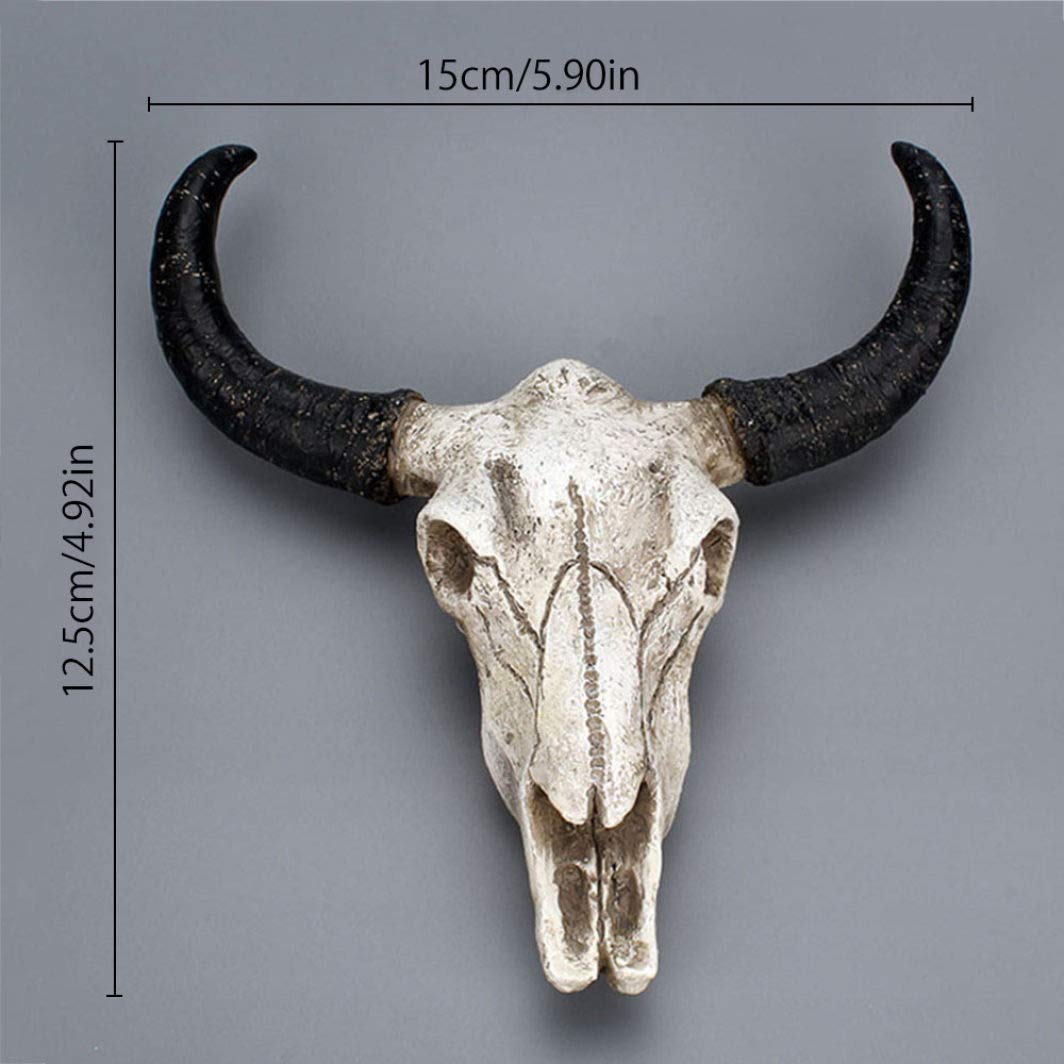 Resin Longhorn Cow Skull Wall Decor - 3D Animal Sculpture for Western Home, Ranch, or Bar | Wildlife Figurine for Cabin, Man Cave & Southwestern Interior Design